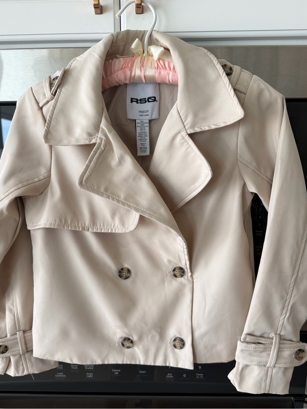 Double Breasted Cropped Trench Coat Jacket Ecru For Size S Ecru